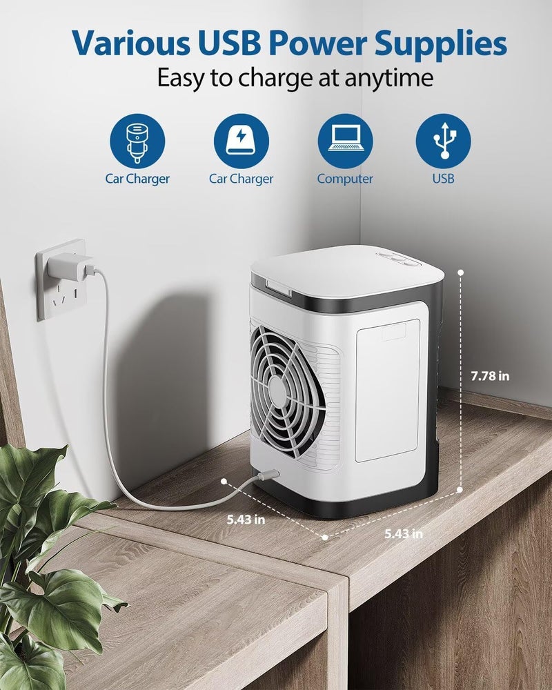Slkdrft Portable Air Conditioners, Personal Air Conditioner for room, Portable AC Unit Swamp Cooler with 100° Oscillation, USB Powered Mini Air Conditioner for Tent Camping Bedroom,Black - Image 4